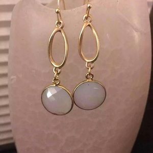 Bezeled White Glass with matte gold findings
